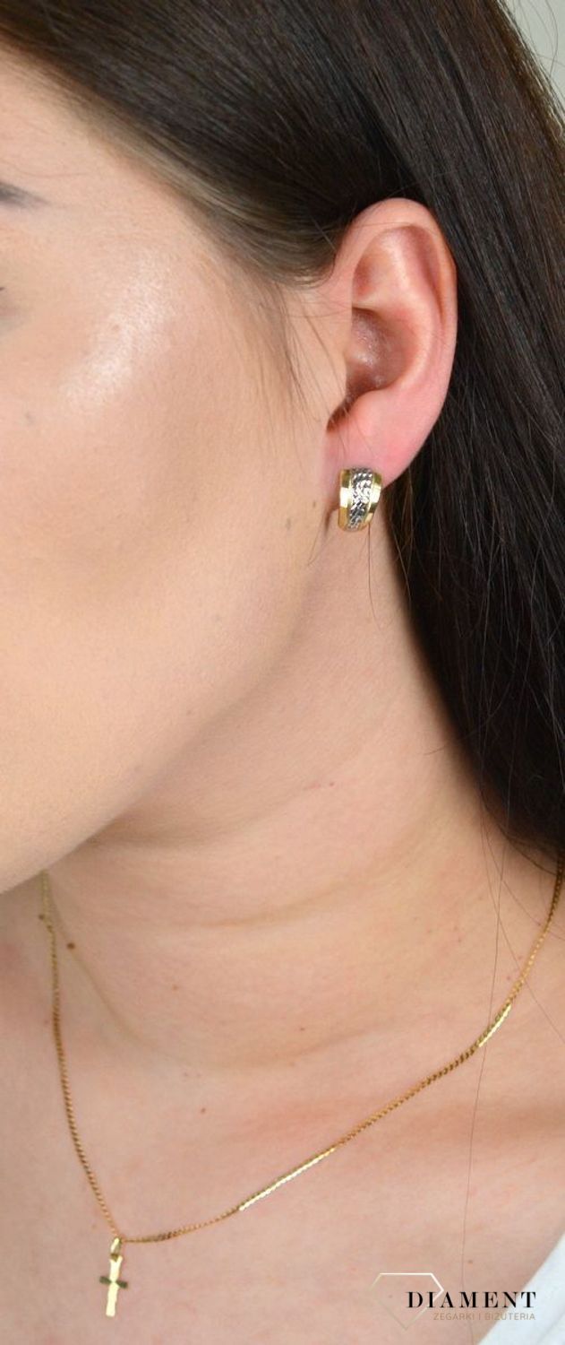 Złote kolczyki łączone złoto z grawerem KL 6867.jpg